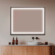 Espejo Rectangular LED con marco negro B-962